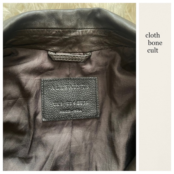 ALL SAINTS Dark Gray/Black Soft Leather Biker Jacket - Picture 12 of 14